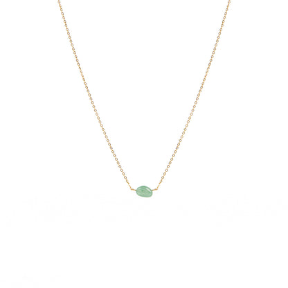 Collier court délicat en acier inoxydable or avec pierre verte aventurine - Simone 2-1