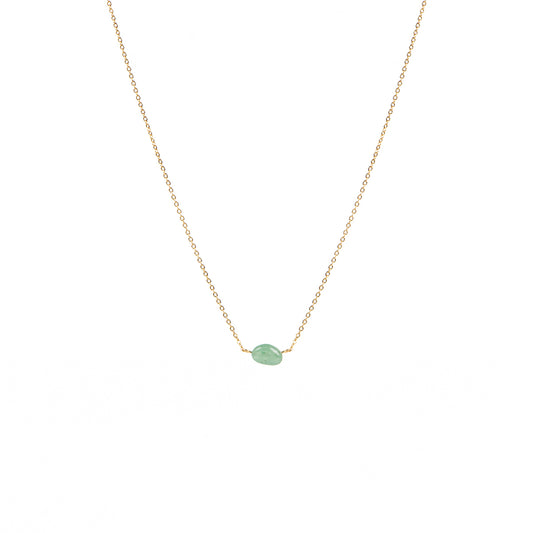 Collier court délicat en acier inoxydable or avec pierre verte aventurine - Simone 2-1