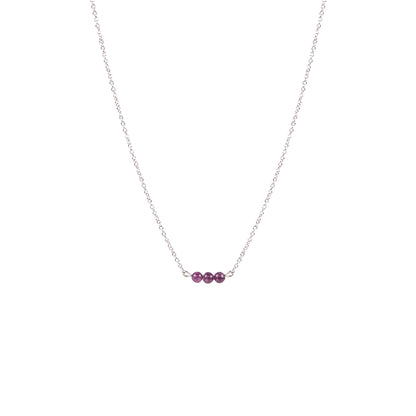 Collier court délicat en acier inoxydable avec billes semi-précieuses jade mauve - Simone 3-1