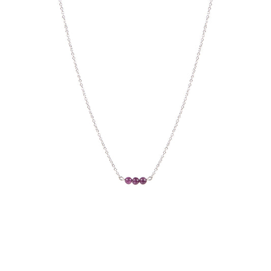 Collier court délicat en acier inoxydable avec billes semi-précieuses jade mauve - Simone 3-1