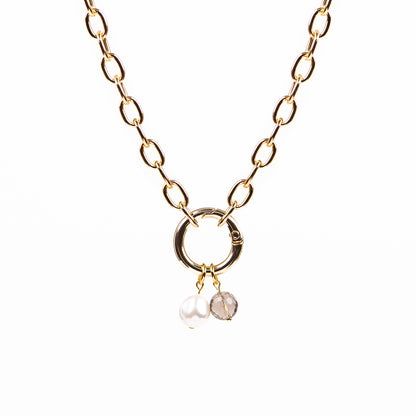 Collier court maximaliste gros maillons plaqué or 14K avec billes amovibles Véronica 2-1