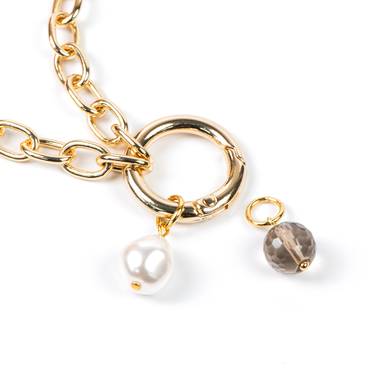 Collier court maximaliste gros maillons plaqué or 14K avec billes amovibles Véronica 2-4