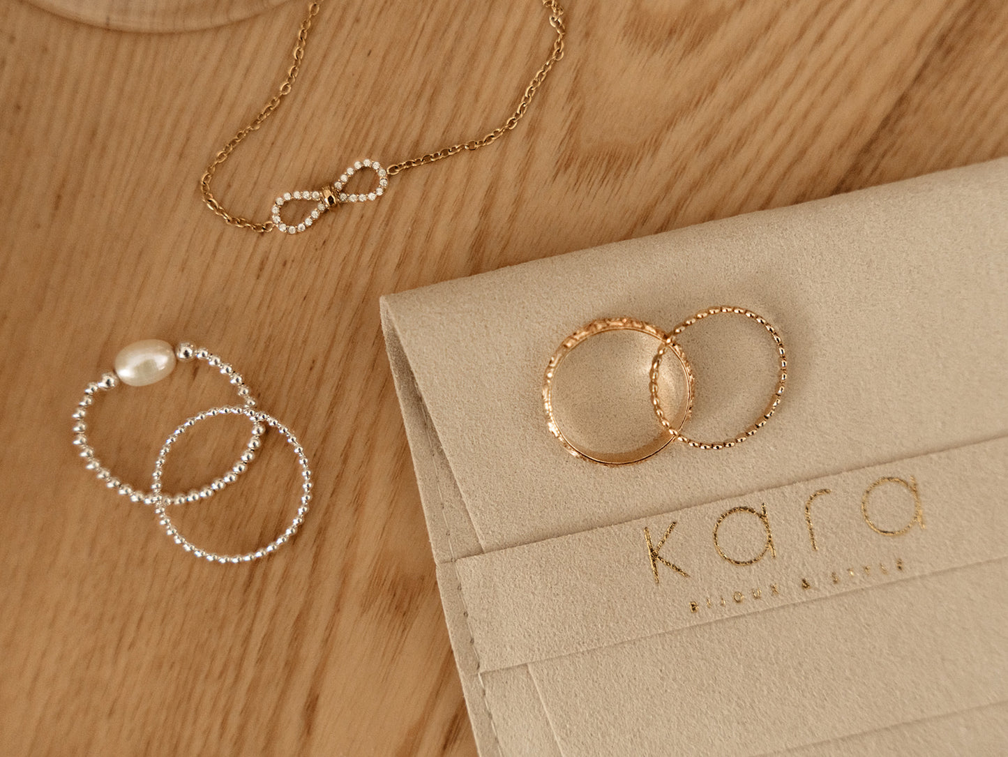 Bracelet Florence 8 or et bagues or et argent lifestyle, idées-cadeaux - Kara Bijoux