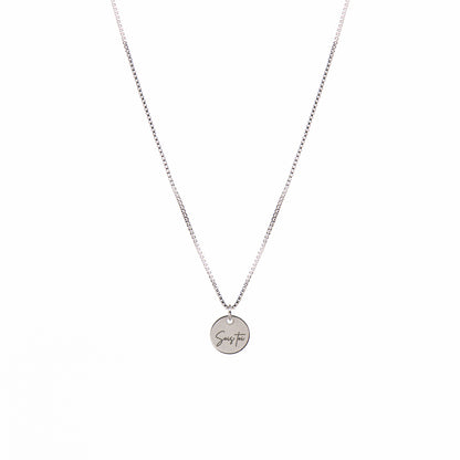 Collier acier inoxydable chaîne box médaillon 12 mm gravé Sois toi - Collection 10 ans-1