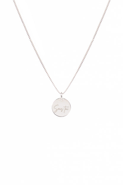Collier délicat argent sterling .925 avec médaillon rond 12.7 mm gravé Sois toi - Kara 2-2