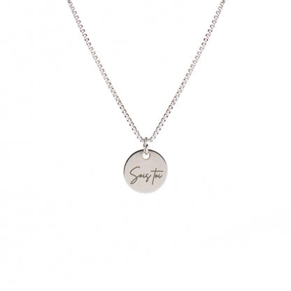 Collier acier inoxydable chaîne box médaillon 12 mm gravé Sois toi - Collection 10 ans-2
