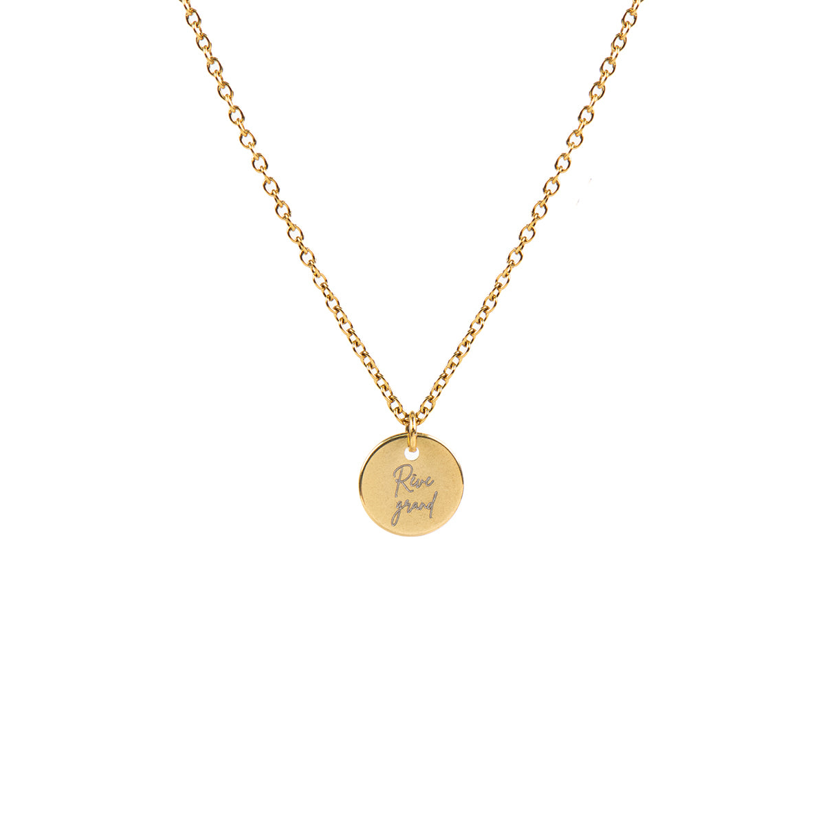 Collier délicat acier inoxydable avec placage or médaillon 10 mm gravé Rêve grand - Collection 10 ans-2