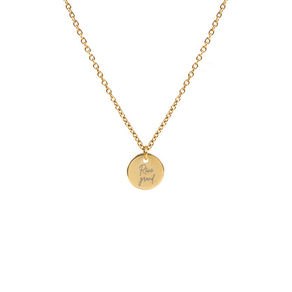Collier délicat acier inoxydable avec placage or médaillon 10 mm gravé Rêve grand - Collection 10 ans-2