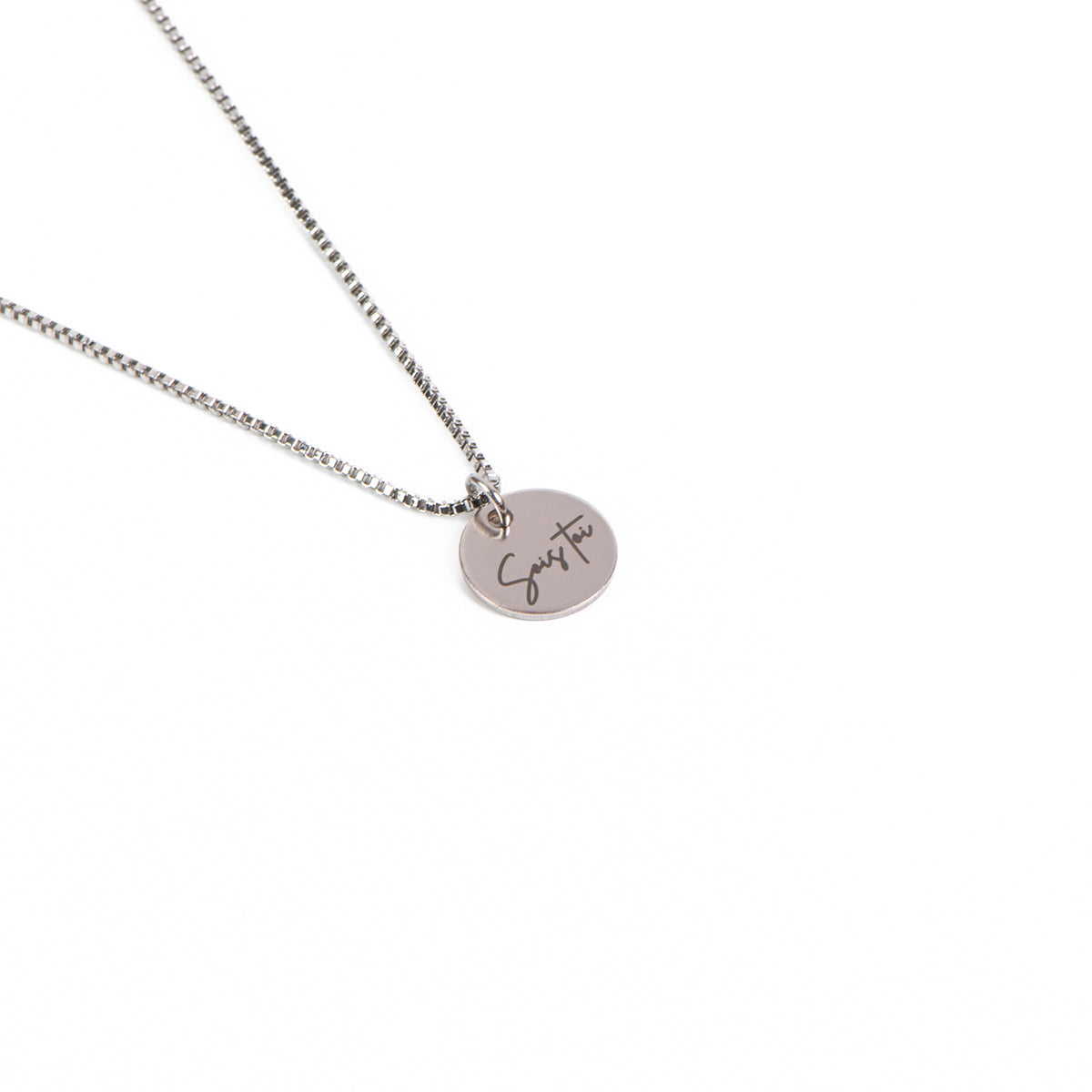 Collier acier inoxydable chaîne box médaillon 12 mm gravé Sois toi - Collection 10 ans-3