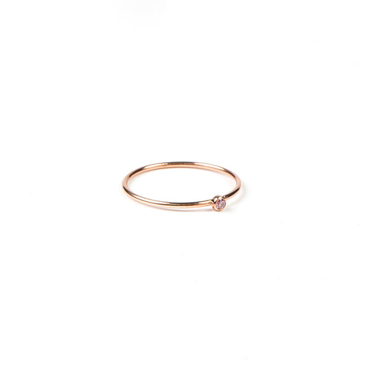Bague délicate or rose rempli 14K avec mini cristal 2 mm - Rose 9-2