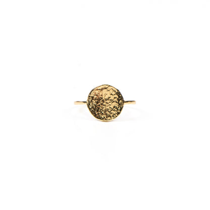 Bague fine argent sterling .925 plaquée or 18K design rond martelé - Ollie 3 or-2