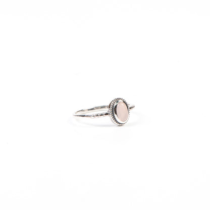 Bague travaillée argent sterling avec pierre quartz rose  - Simone 4 rose-2