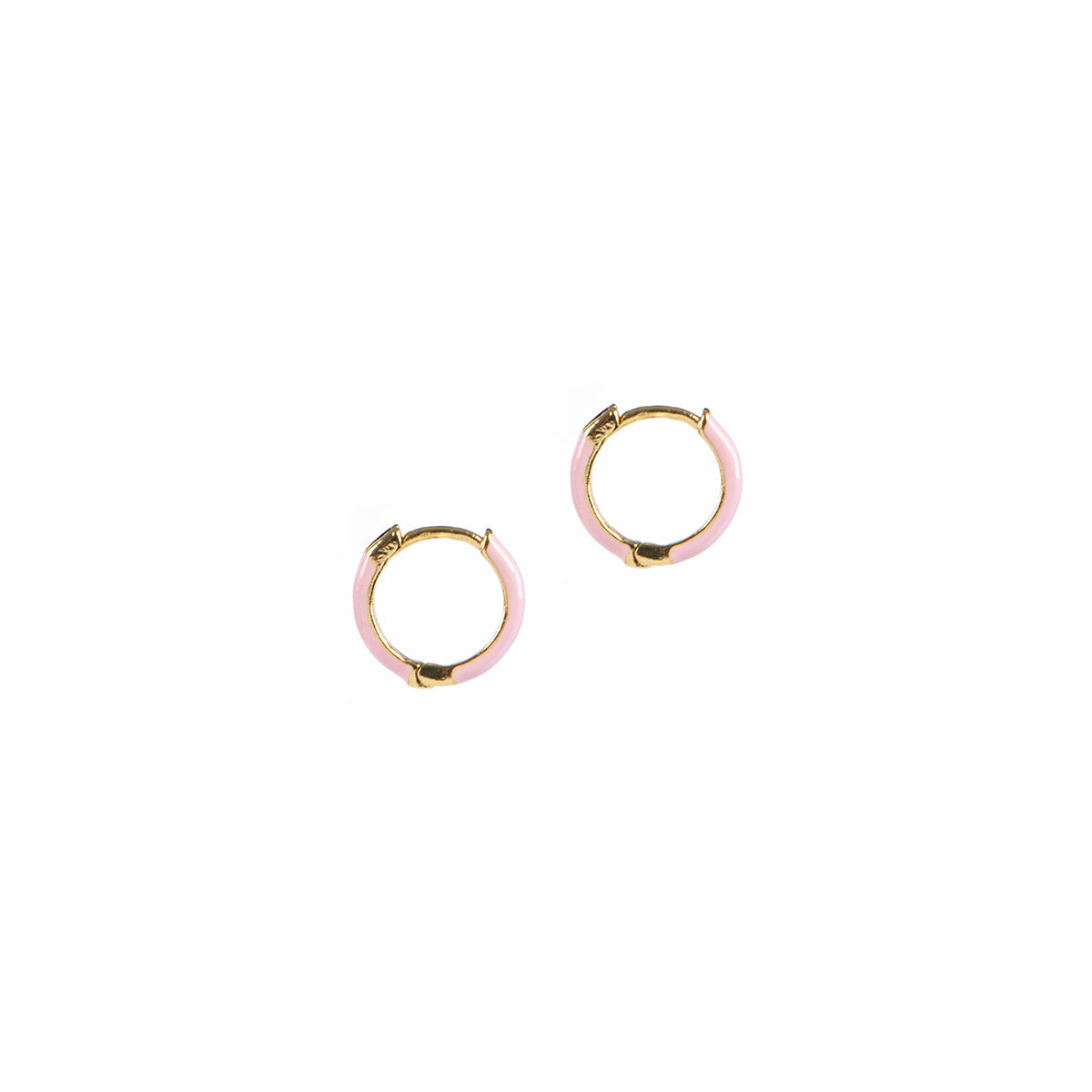 Boucles d'oreilles mini anneaux lisses plaqués or 14K avec émail coloré Ivy 5 rose-2