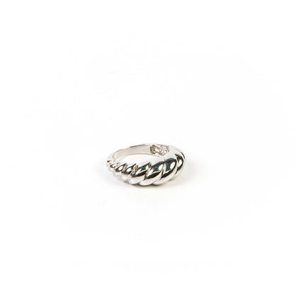 Bague placage rhodium design dôme croissant - Ollie 7-2