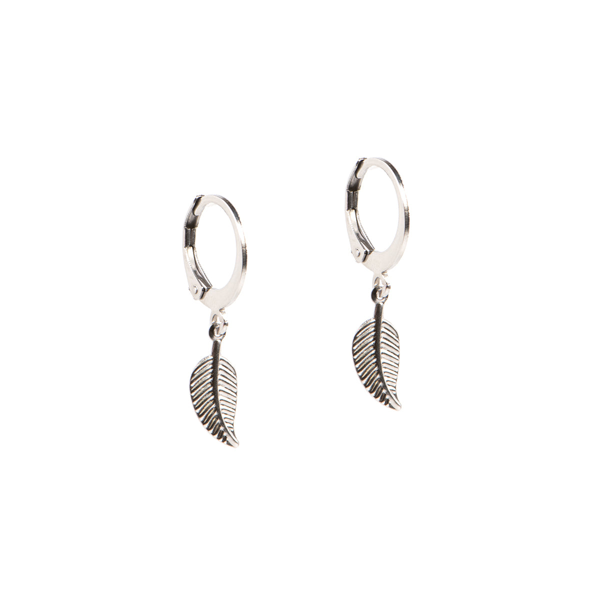 Boucles d'oreilles acier inoxydable dormeuses avec feuilles Florence 7-1