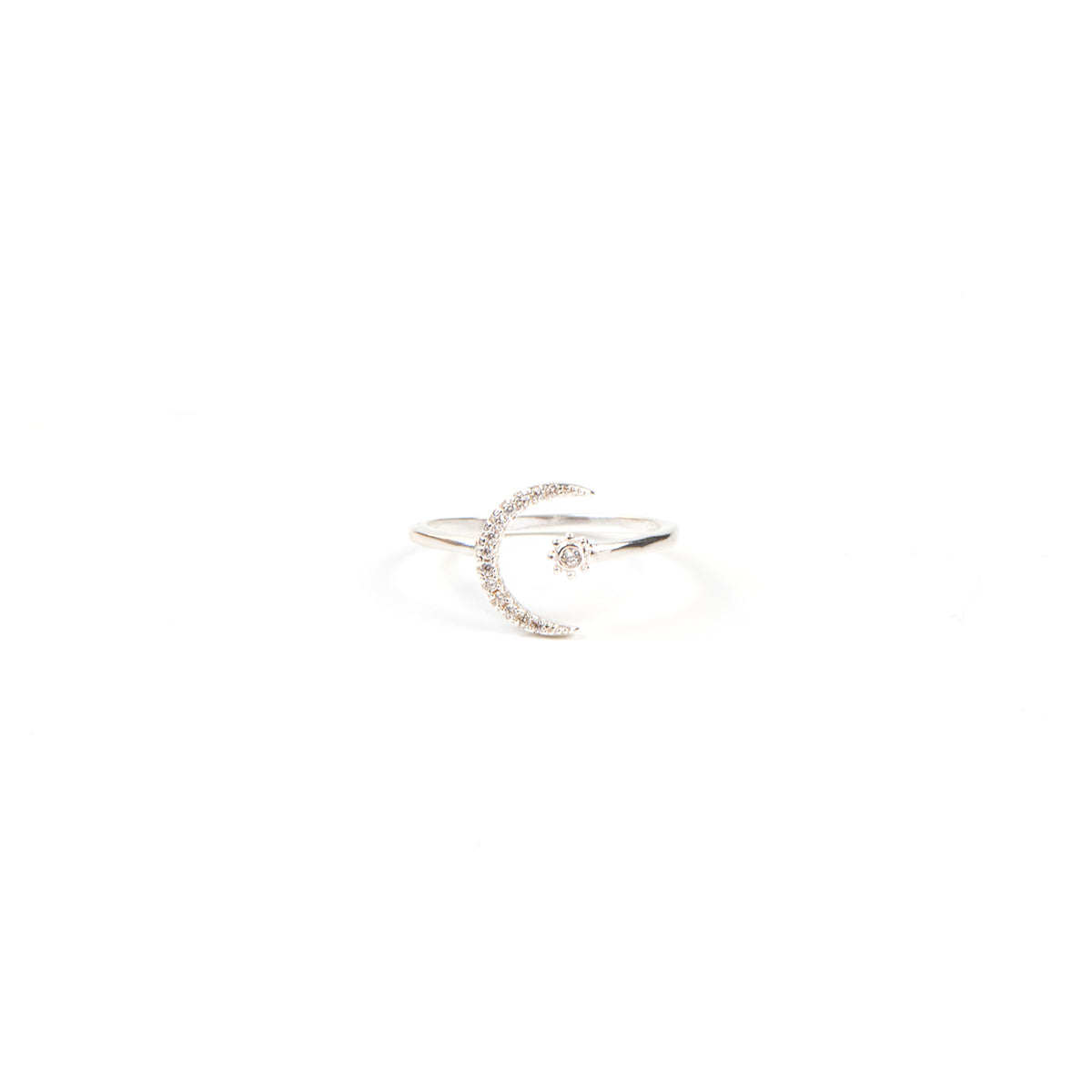 Bague ajustable en argent sterling lune et zircons Florence 7 -1