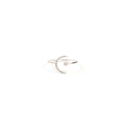 Bague ajustable en argent sterling lune et zircons Florence 7 -1