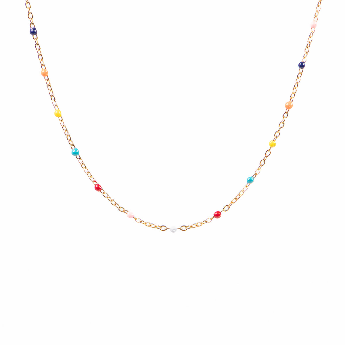 Collier délicat acier inoxydable plaqué or avec billes colorées multicolores - Sabrina 2-2