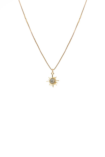 Collier délicat chaîne box or rempli 14K avec étoile-soleil labradorite - Sabrina 3-2