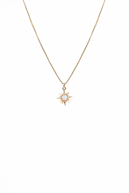 Collier délicat chaîne box or rempli 14K avec étoile-soleil opale créée en laboratoire- Sabrina 3-2
