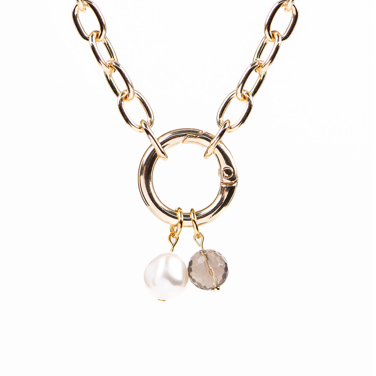Collier court maximaliste gros maillons plaqué or 14K avec billes amovibles Véronica 2-2