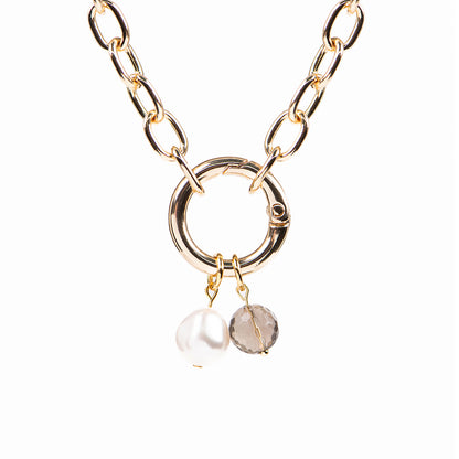 Collier court maximaliste gros maillons plaqué or 14K avec billes amovibles Véronica 2-2