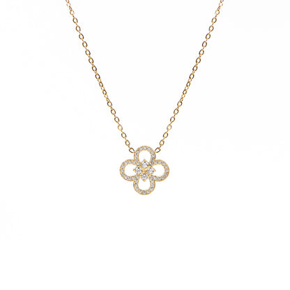 Collier délicat connecteur fleur avec zrcons acier inoxydable placage or - Raphaëlle 2-2