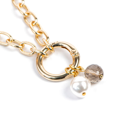 Collier court maximaliste gros maillons plaqué or 14K avec billes amovibles Véronica 2-3