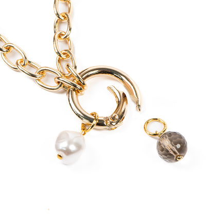 Collier court maximaliste gros maillons plaqué or 14K avec billes amovibles Véronica 2-5