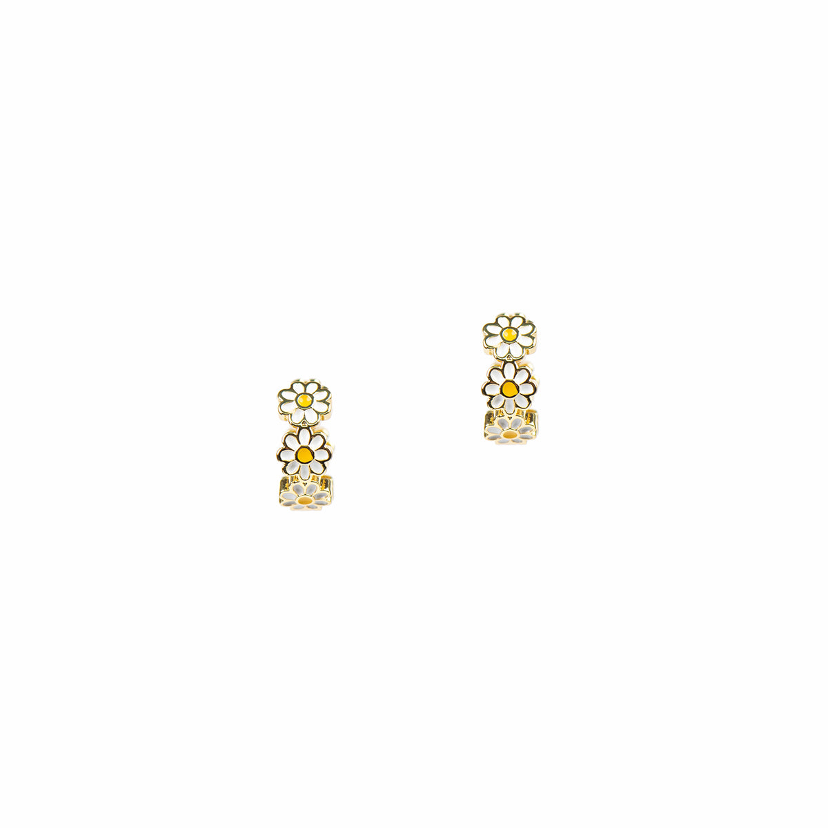 Boucles d'oreilles anneaux larges design fleurs placage or 14K - Mariana 1 or-2