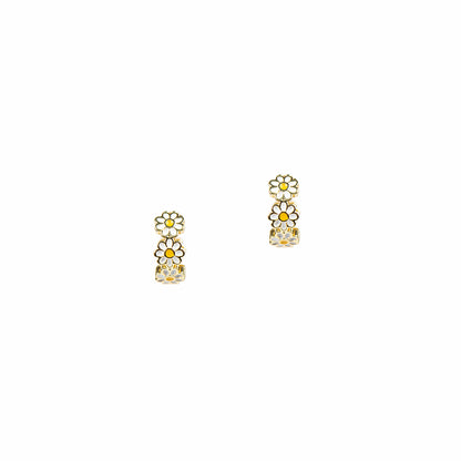 Boucles d'oreilles anneaux larges design fleurs placage or 14K - Mariana 1 or-2