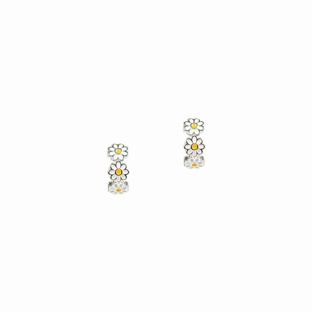 Boucles d'oreilles anneaux larges design fleurs placage argent - Mariana 1 argent-2