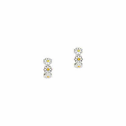 Boucles d'oreilles anneaux larges design fleurs placage argent - Mariana 1 argent-2