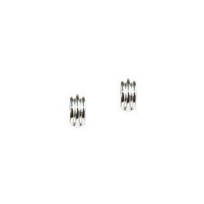 Boucles d'oreilles petits anneaux larges lignés placage argent Raphaëlle 6 argent-2