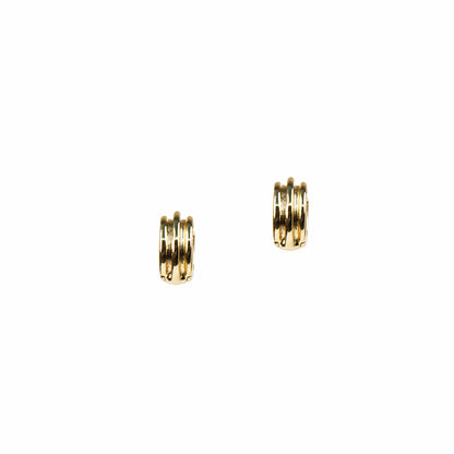 Boucles d'oreilles petits anneaux larges lignés placage or 14K Raphaëlle 6 or-2