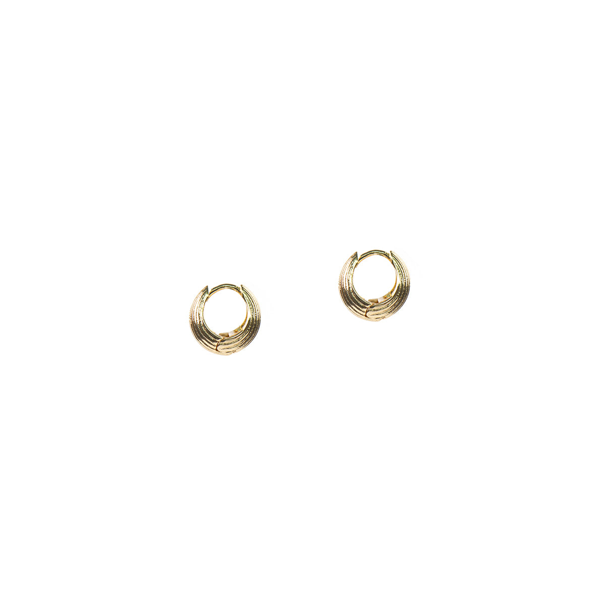 Boucles d'oreilles petits anneaux larges design ligné fin placage or 14K Raphaëlle 7 or-3