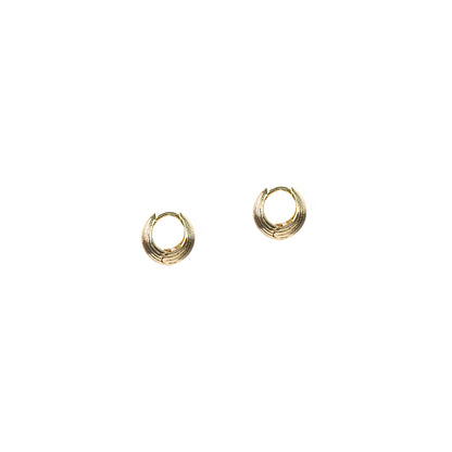 Boucles d'oreilles petits anneaux larges design ligné fin placage or 14K Raphaëlle 7 or-3