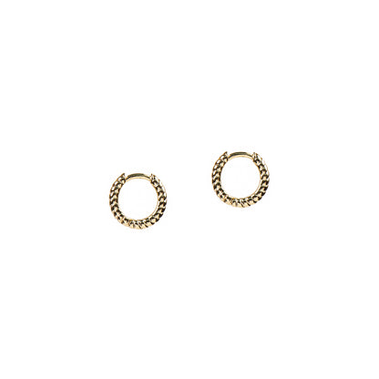 Boucles d'oreilles petits anneaux fermés design torsadé placage or 14K - Raphaëlle 8 or-2