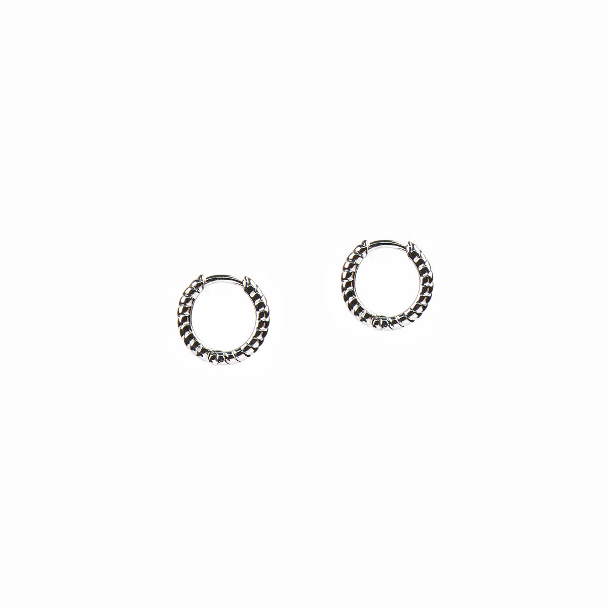 Boucles d'oreilles petits anneaux fermés design torsadé placage rhodium - Raphaëlle 8 argent-2