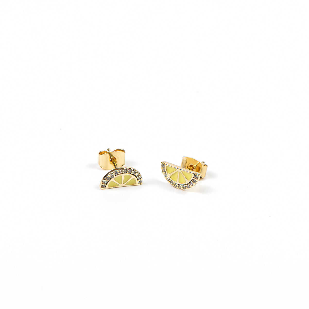 Boucles d'oreilles directement sur l'oreille plaquées or 14K citrons émail Sabrina 2-2
