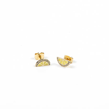 Boucles d'oreilles directement sur l'oreille plaquées or 14K citrons émail Sabrina 2-2