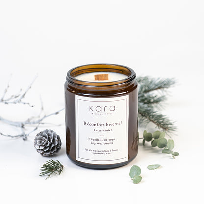 Chandelle de soya faite à la main avec mèche de bois - Réconfort hivernal-lifestyle-2