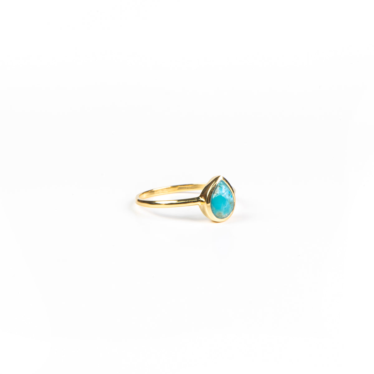Bague argent sterling .925 plaqué or 18K avec pierre turquoise en forme de goutte - Simone 3-2