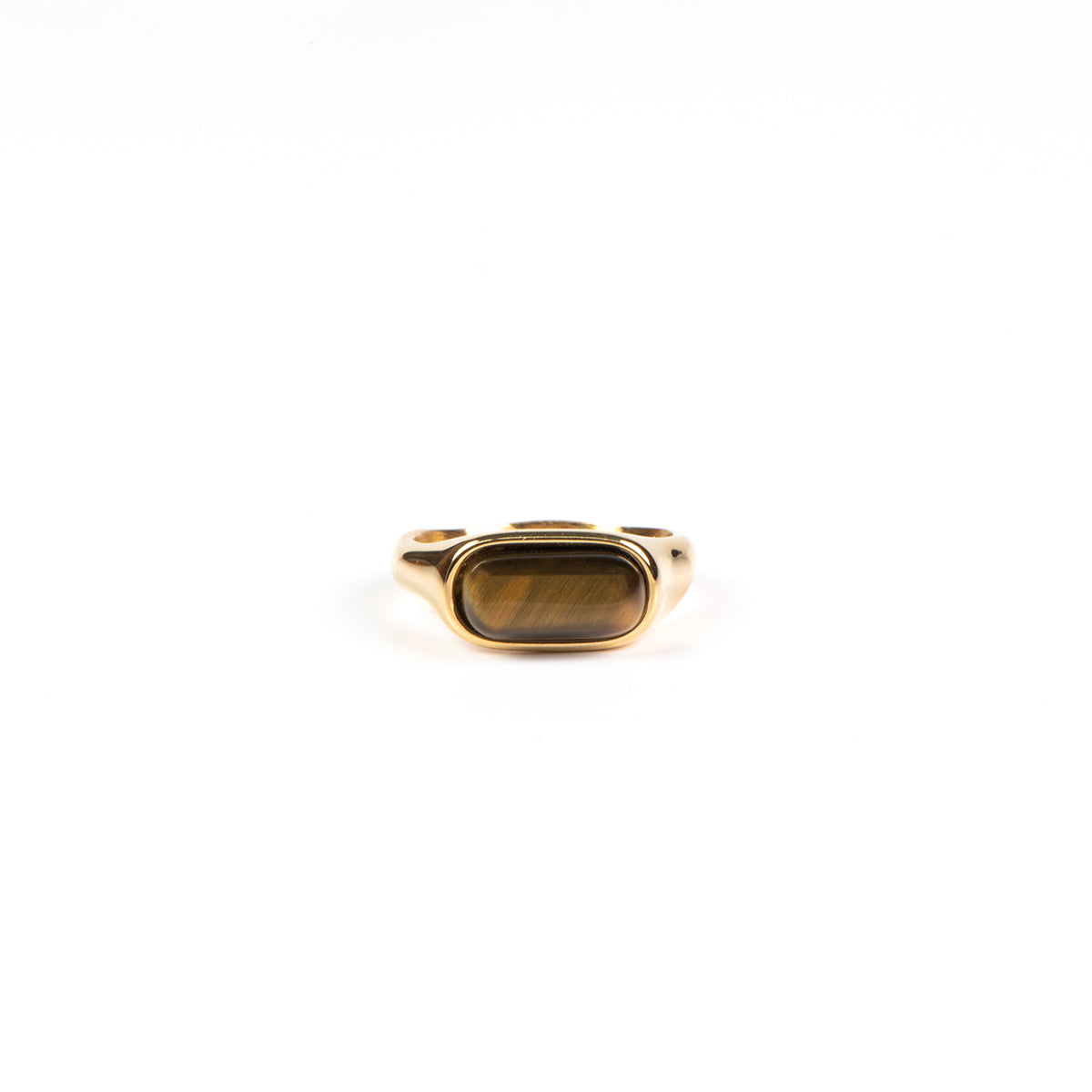 Bague acier inoxydable or avec pierre oeil de tigre - Simone 2 or-2