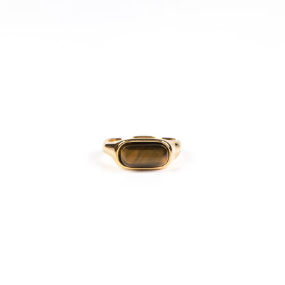 Bague acier inoxydable or avec pierre oeil de tigre - Simone 2 or-2