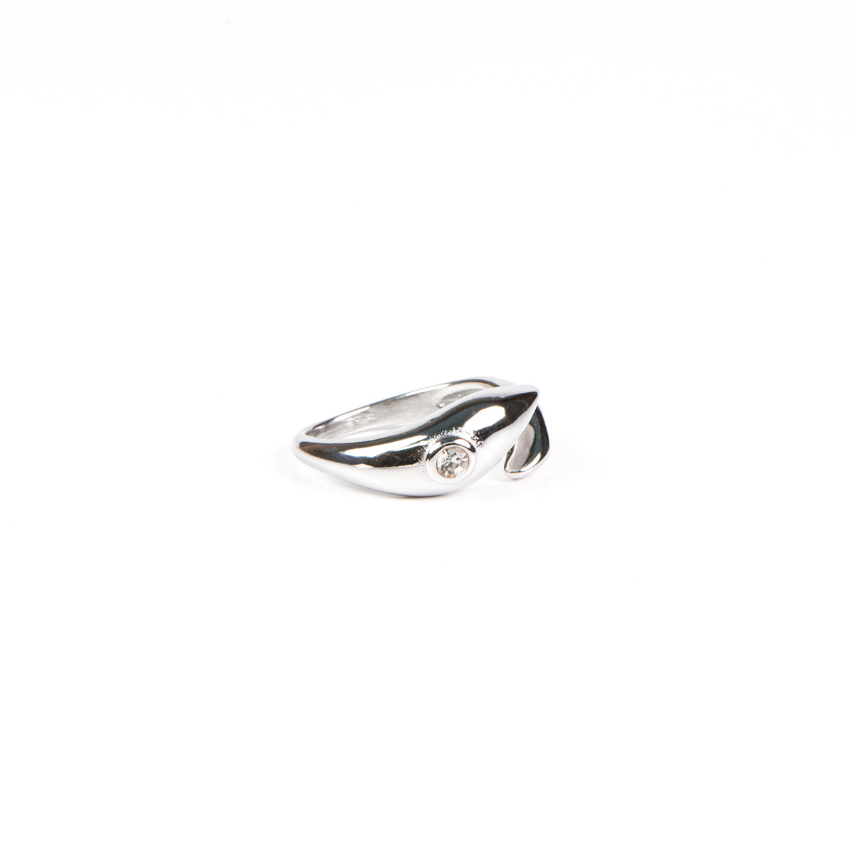 Bague jonc ouvert ajustable en acier inoxydable avec zircon - Alice 1 argent-2