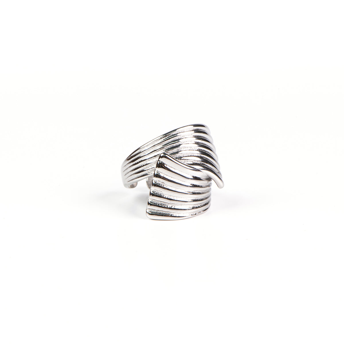 Bague jonc ouvert acier inoxydable vintage chic glamour - Diana 4 argent-2