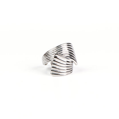 Bague jonc ouvert acier inoxydable vintage chic glamour - Diana 4 argent-2