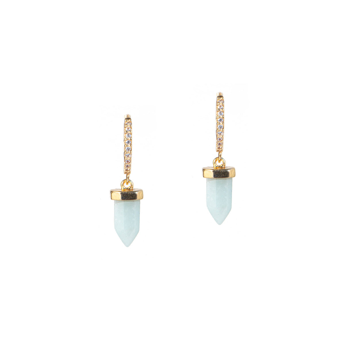 Boucles d'oreilles mini anneaux or avec zircons ornés de cristaux amazonite - Marilee 1 aqua-2