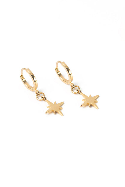 Boucles d'oreilles placage or 14K sur laiton avec pendentif boussole-étoile - Millie 6-2